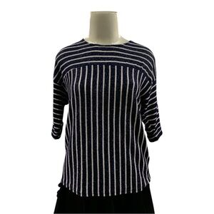 Navy and White Striped Top Size S
